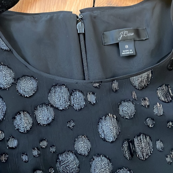 J Crew Black Shimmer Circle Dot Jacquard Holiday Dress Size 8 - Picture 3 of 5